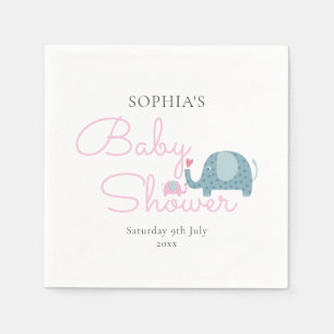 Servilleta De Papel Chicas Elefante Rosa Baby Shower
