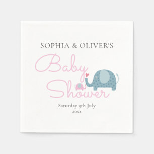 Servilleta De Papel Chicas Elefante Rosa Parejas Baby Shower