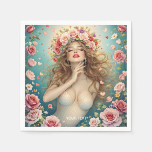 Servilleta De Papel Chicas fantasmas flores de corazón
