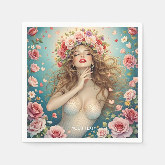 Servilleta De Papel Chicas fantasmas flores de corazón (Anverso)