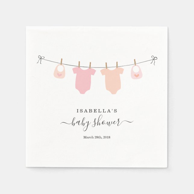 Servilleta De Papel Chicas gemelos Baby Shower personalizados (Anverso)