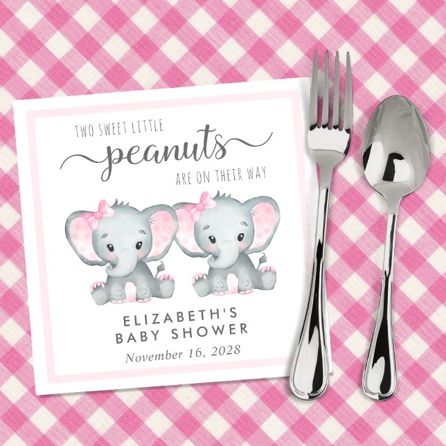 Servilleta De Papel Chicas gemelos Cute Elephant Baby Shower (Subido por el creador)