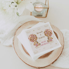 Servilleta De Papel Chicas gemelos de oso lindo Baby Shower rosado