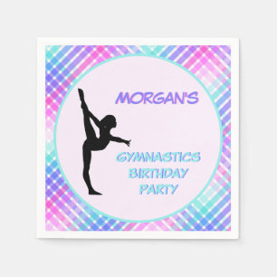 Servilleta De Papel Chicas Gimnasia Cumpleaños Bonito Pastel Plaid