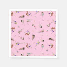 Servilleta De Papel Chicas Gimnasia Fiesta de Cumpleaños Rosa