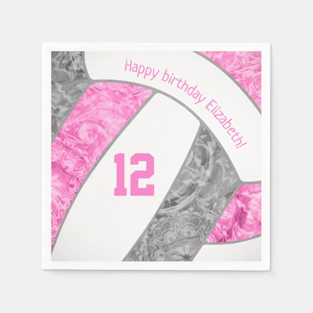 Servilleta De Papel chicas grises estilizados de voleibol (Anverso)