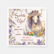 Chicas Horse Birthday Party Papel Napkin