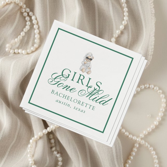 Servilleta De Papel Chicas Moderadas Oso de Spa Despedida de Soltera (Not every bachelorette party needs to be wild—and that’s exactly the vibe Girls Gone Mild!)