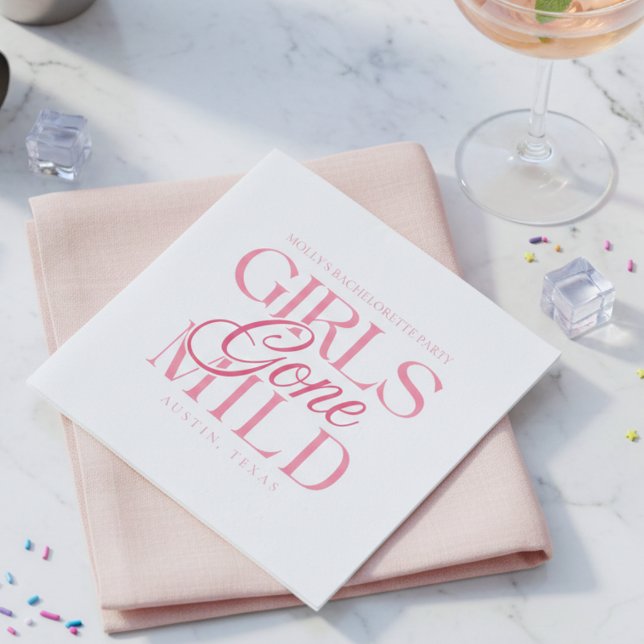 Servilleta De Papel Chicas Moderadas Rosa Despedida de Soltera (Girls Gone Mild Pink Bachelorette Napkins)