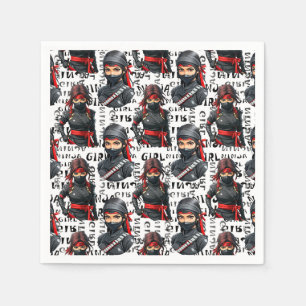 Servilleta De Papel Chicas Ninja Anime con diseño de patrón de texto