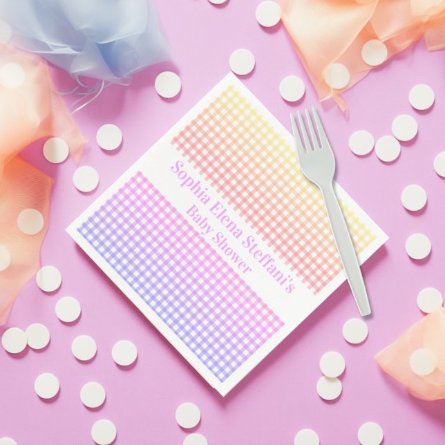 Servilleta De Papel Chicas Niños Cumpleaños Baby Shower Pastel Gingham (Subido por el creador)