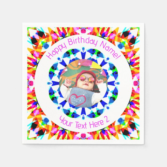 Servilleta De Papel Chicas Niños Feliz cumpleaños Estrella Personaliza (Anverso)