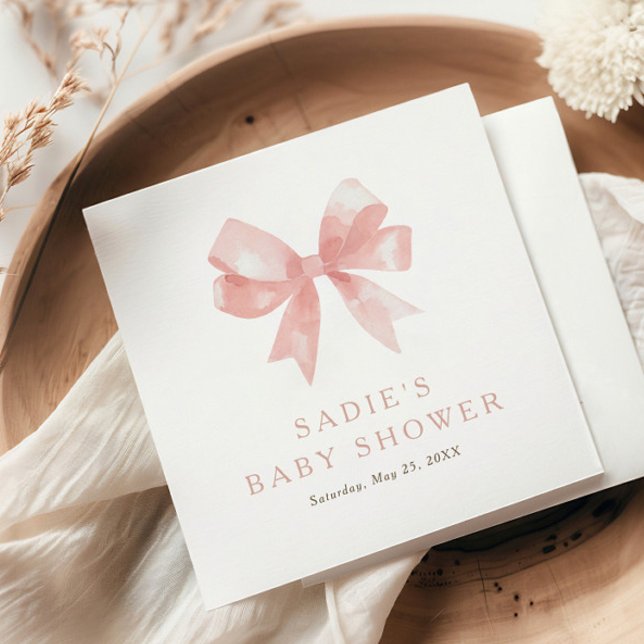Servilleta De Papel Chicas Pink Bow Coquette Baby Shower (Subido por el creador)