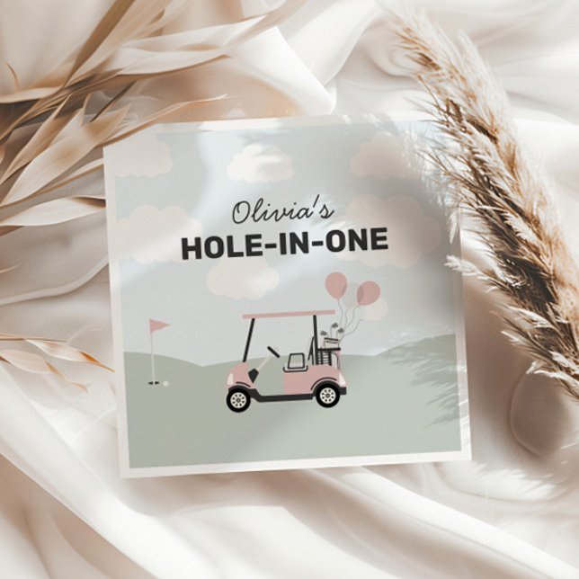 Servilleta De Papel Chicas Pink Hole-In-One Golf 1er cumpleaños (Subido por el creador)