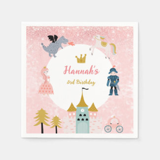 Servilleta De Papel Chicas Pink Magical Princess Castle Cumpleaños