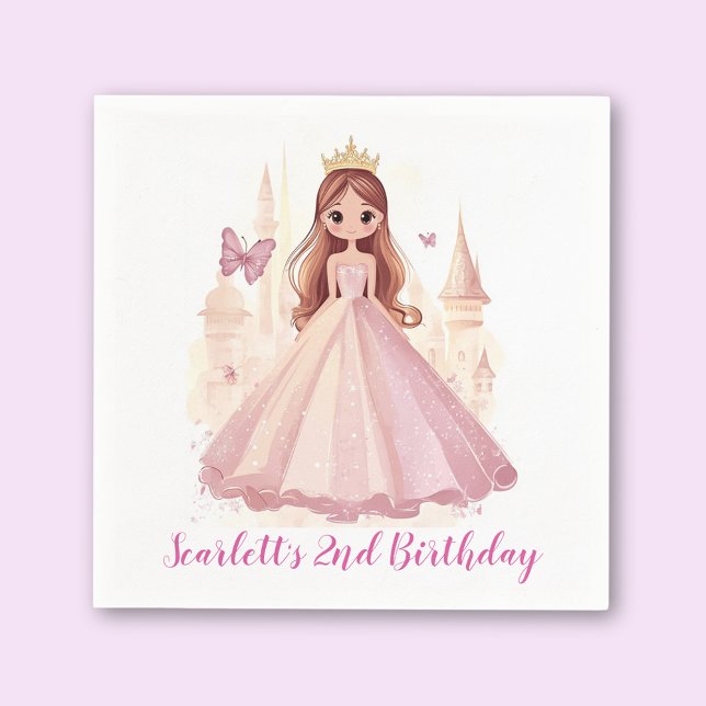 Servilleta De Papel Chicas Pink Personalized Princess Birthday (Subido por el creador)