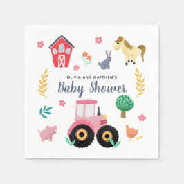 Servilleta De Papel Chicas recortan Baby Shower, un tractor de granja 
