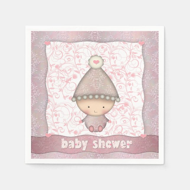 Servilleta De Papel Chicas rosados Baby Shower Napkins (Anverso)