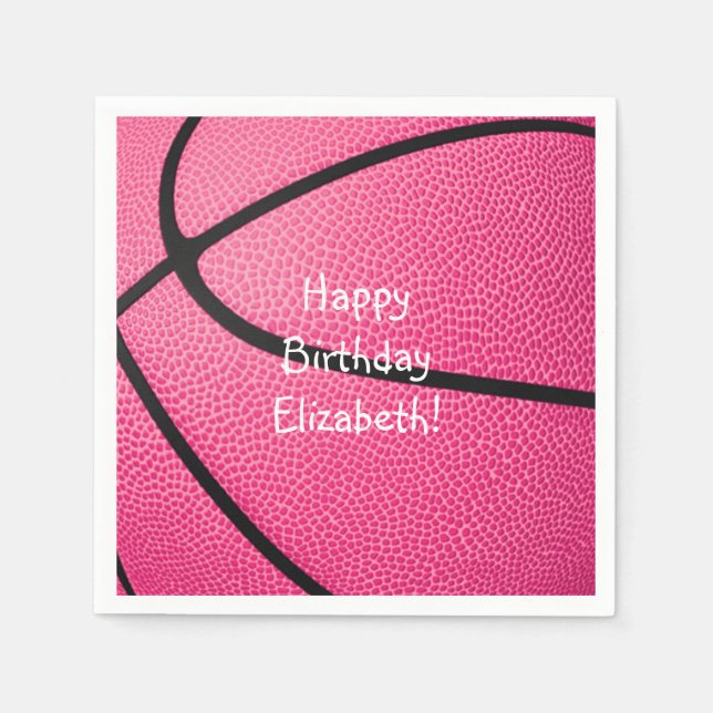 Servilleta De Papel chicas rosados cumpleaños de baloncesto o fiesta d (Anverso)