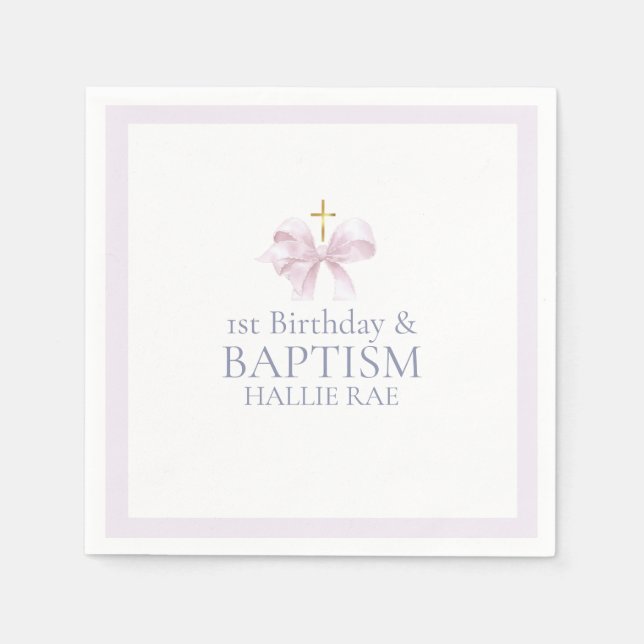 Servilleta De Papel Chicas rosados se doblegan el primer cumpleaños y  (Anverso)