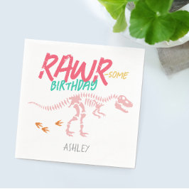 Servilleta De Papel Chicas se burlan de los niños de dinosaurios rosad