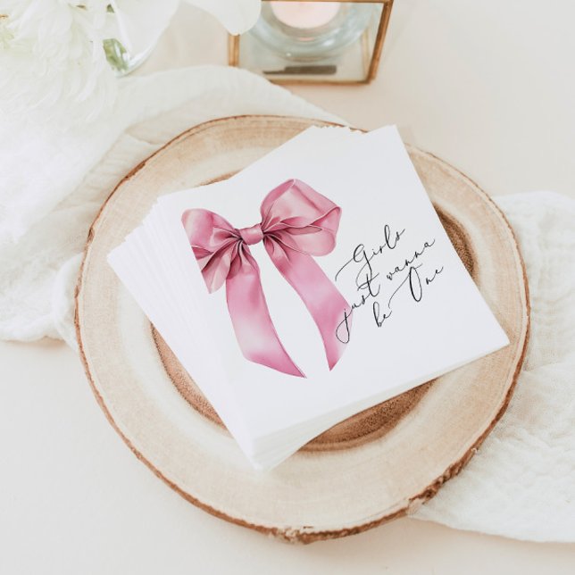 Servilleta De Papel Chicas sólo quieren ser un Bow Rosado 1er cumpleañ (Subido por el creador)