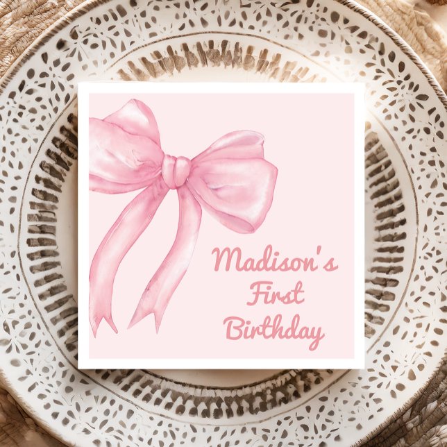 Servilleta De Papel Chicas Sólo Wanne Be One Pink Bow Coquette Cumplea (Subido por el creador)