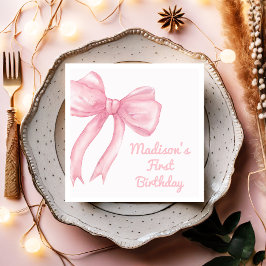 Servilleta De Papel Chicas Sólo Wanne Be One Pink Bow Coquette Cumplea