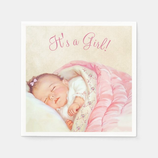 Servilleta De Papel Chicas Vintage Baby Shower (Anverso)