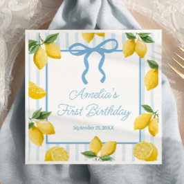 Servilleta De Papel Chicas Whimsical Blue Bow Lemon Amalfi Cumpleaños