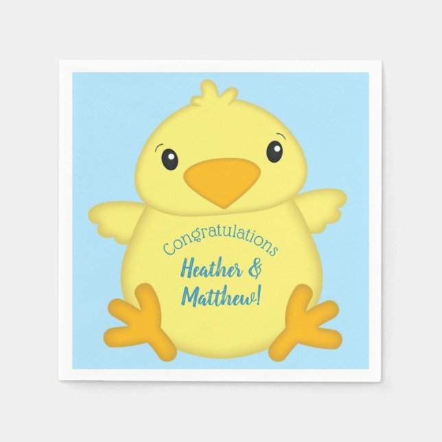 Servilleta De Papel Chick Baby Shower Blue (Anverso)