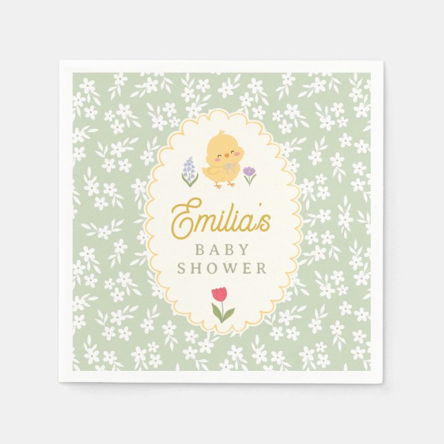 Servilleta De Papel Chick Baby Shower Cute Paper Napkins (Anverso)