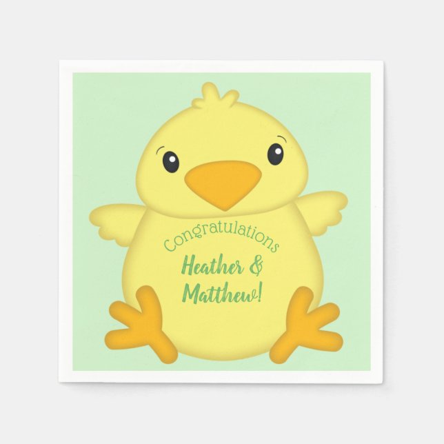 Servilleta De Papel Chick Baby Shower Green (Anverso)