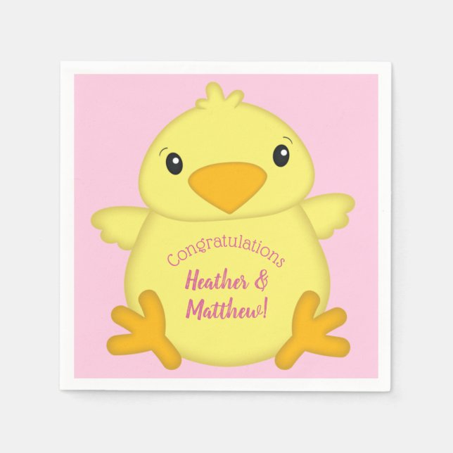 Servilleta De Papel Chick Baby Shower Pink (Anverso)
