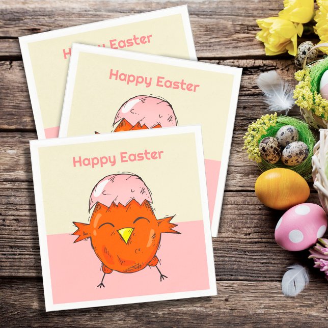 Servilleta De Papel Chick de Pascua con Fiesta de la cáscara de huevo (Subido por el creador)