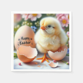 Servilleta De Papel Chick de Pascua emerge de la concha de huevo
