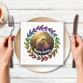 Servilleta De Papel Chick De Pascua En Una Cesta De Huevos