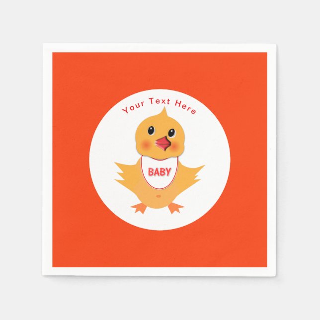 Servilleta De Papel Chick de pollo amarillo para bebé personalizado (Anverso)