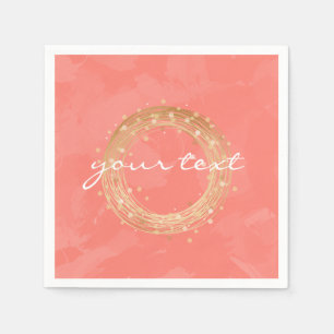 Servilleta De Papel chick elegante faux gold wreath pinceles rosados