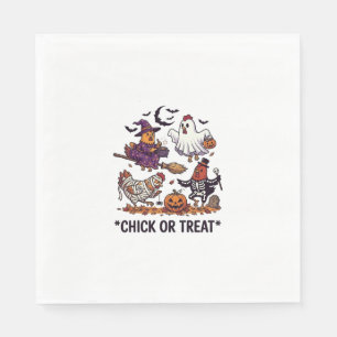 Servilleta De Papel Chick Or Treat Haloween Pollitos Bruja Fantasma Ca