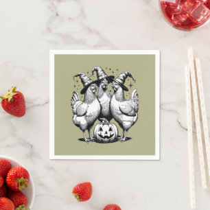 Servilleta De Papel Chicken Witts Funny Halloween Vintage Witch
