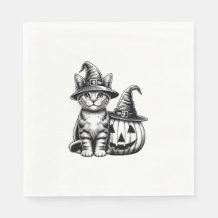Servilleta De Papel Chico amante del gato Gorra Calabaza Halloween