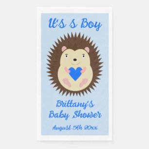 Servilleta De Papel Chico Bebé Azul Corazón Erizo Baby Shower