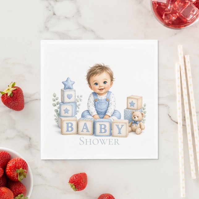 Servilleta De Papel Chico Bloques Baby Shower (In situ)