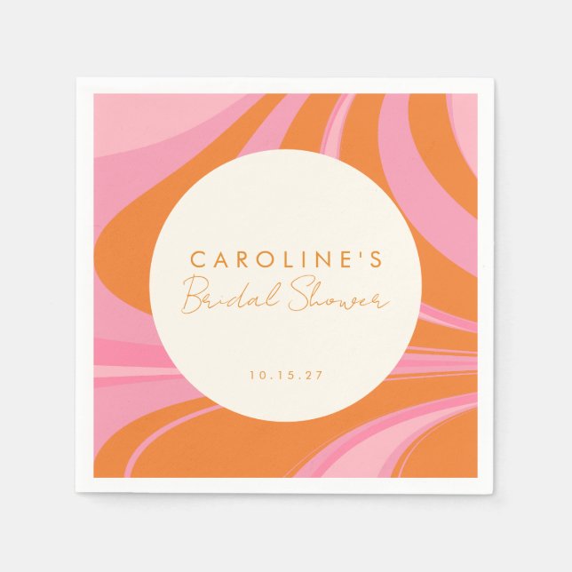 Servilleta De Papel Chico Boho Naranja Rosa Personalizado Baño de Novi (Anverso)