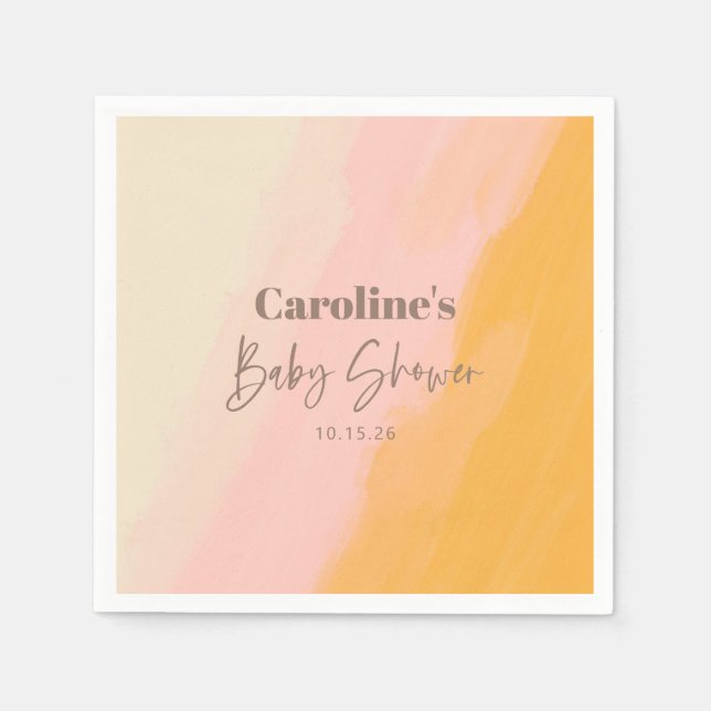 Servilleta De Papel Chico Boho Personalizado Rosa Amarillo Letra Baño  (Anverso)