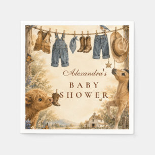 Servilleta De Papel Chico caprichoso occidental boho baby shower