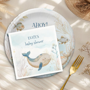 Servilleta De Papel Chico de ballena bajo el mar Baby Shower