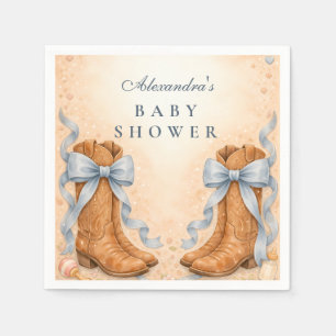 Servilleta De Papel Chico de Botas Azules y Lazos Baby Shower