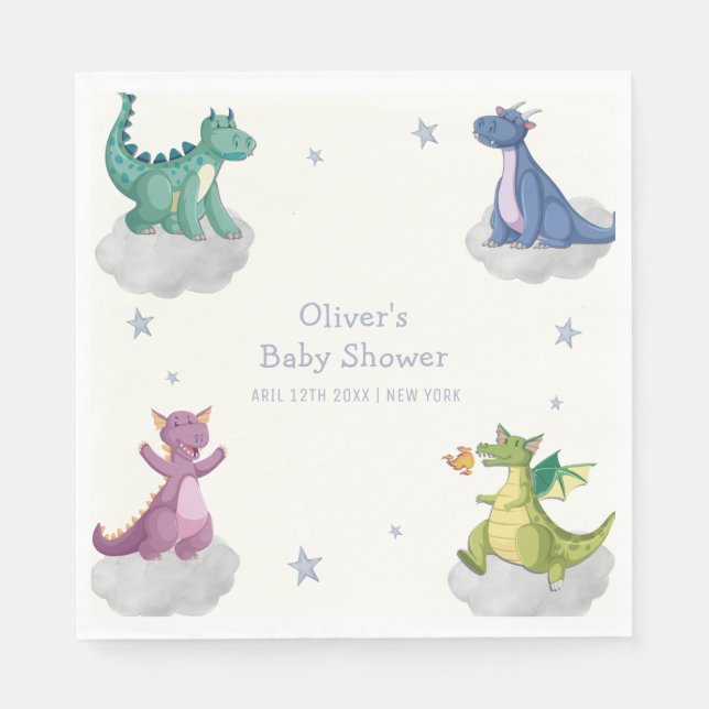 Servilleta De Papel Chico de Dragones Mágicos Boho Shower de Bebé (Anverso)